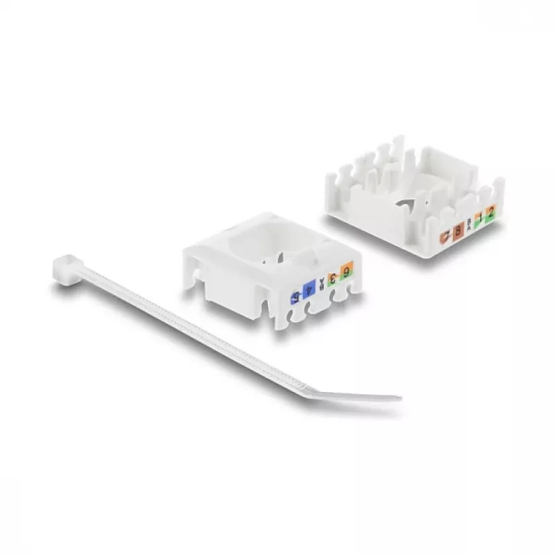 Keystone module DELOCK RJ45 to LSA Cat.6 UTP tool-free with dust cover, flat, 16×31.8×19.4 mm, white/black