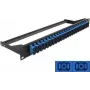 Patch panel DELOCK 43392 1U for fiber SC, rack mount, 482.6×43.6×150 mm, black/blue