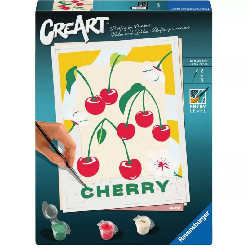 Painting set Ravensburger CreArt – cherries (design 25514) – creative paint kit for adults and teens