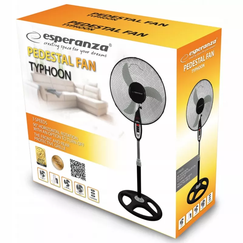 Esperanza EHF002KE, 16 '' standing fan, Black and Gray