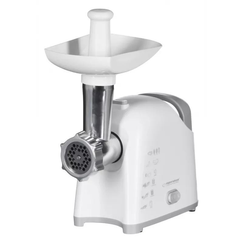 Meat grinder ESPERANZA EKM033, 2200 W, white, stainless steel blade, reverse, sausage horn, kebbe maker