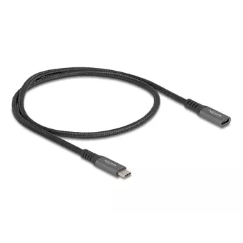 DeLOCK USB Extension Cable USB Type-C male to female 10 Gbps 0.5 m grey metal