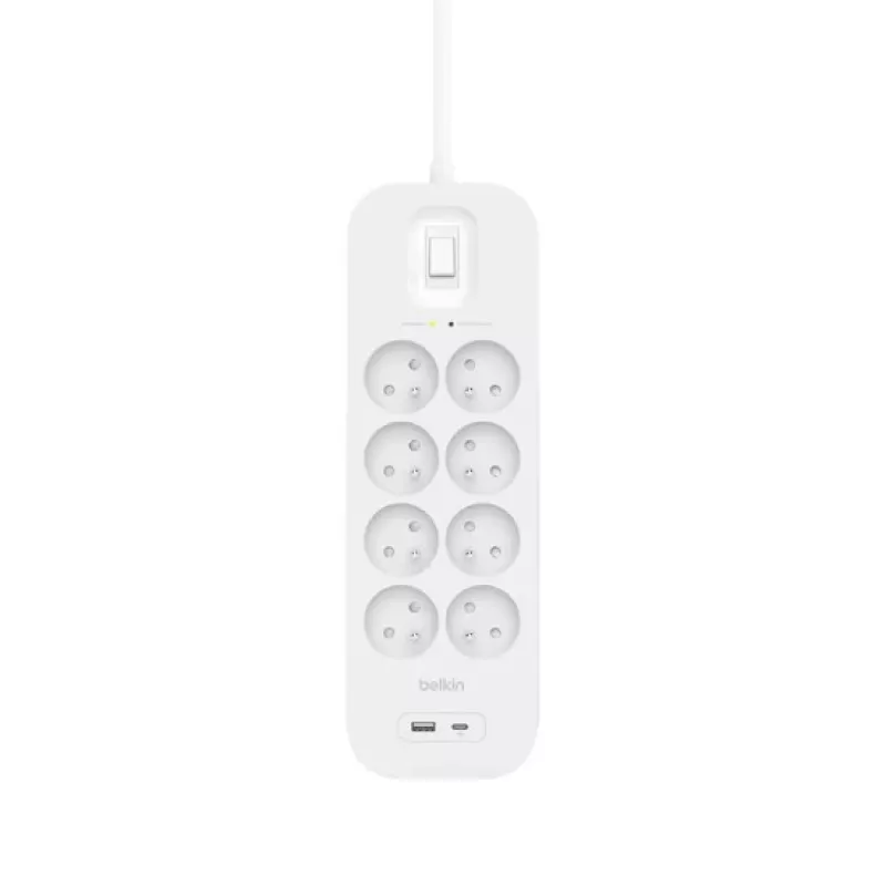 Surge Protector Belkin SRB003CA2M 8 AC Outlets 900 J White 2 m