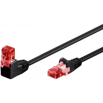Goobay CAT 6 Patch Cable 1x 90° angled, U/UTP, Black, 10 m - latch tab top, CCA Copper Mix (51519)