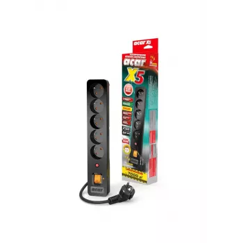 Acar X5/1,5 power strip 5 outlets with surge protector 1,5 M Acar X5-Black