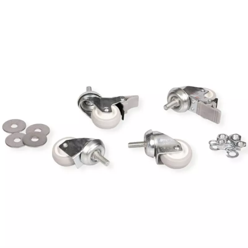 Swivel castors for wall housing ROLINE, steel housing, load 250 kg, pack of 4