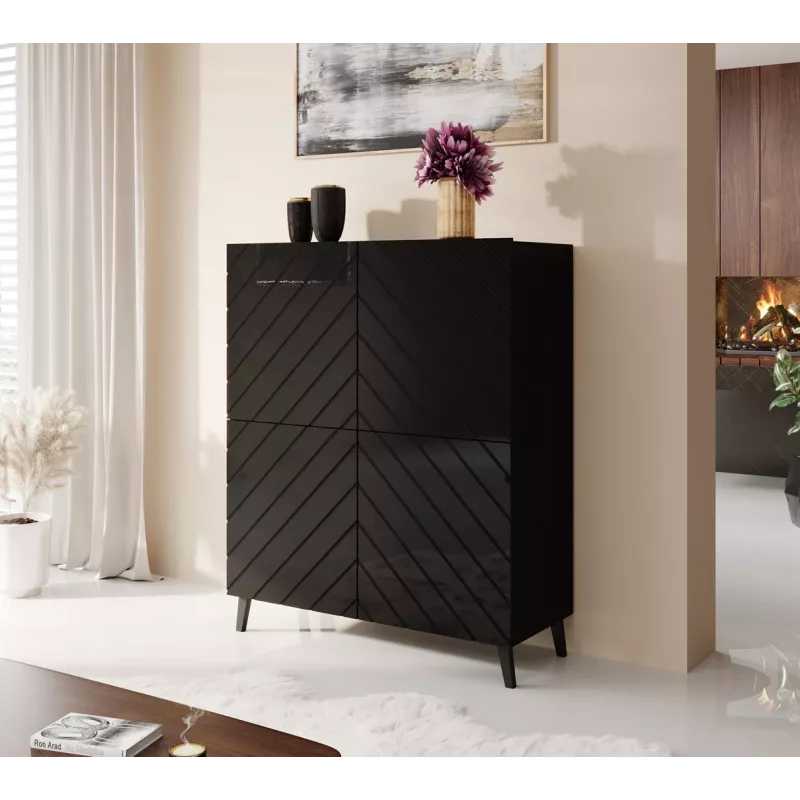 Shelving unit ABETO 100.5 x 40 x 121.5 cm black/gloss black