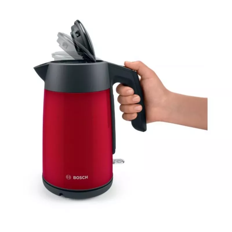 Electric kettle Bosch TWK7L464 — 1.7 L capacity, 2400 W, red, plastic housing