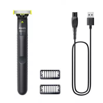 Foil shaver and trimmer Philips OneBlade QP1424/10 — charcoal, battery-powered, 30 min runtime, beard combs