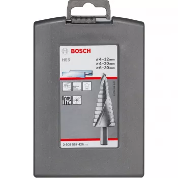 Step Drill Bit Bosch HSS 3-Flat Shank Set for Aluminium Plastic