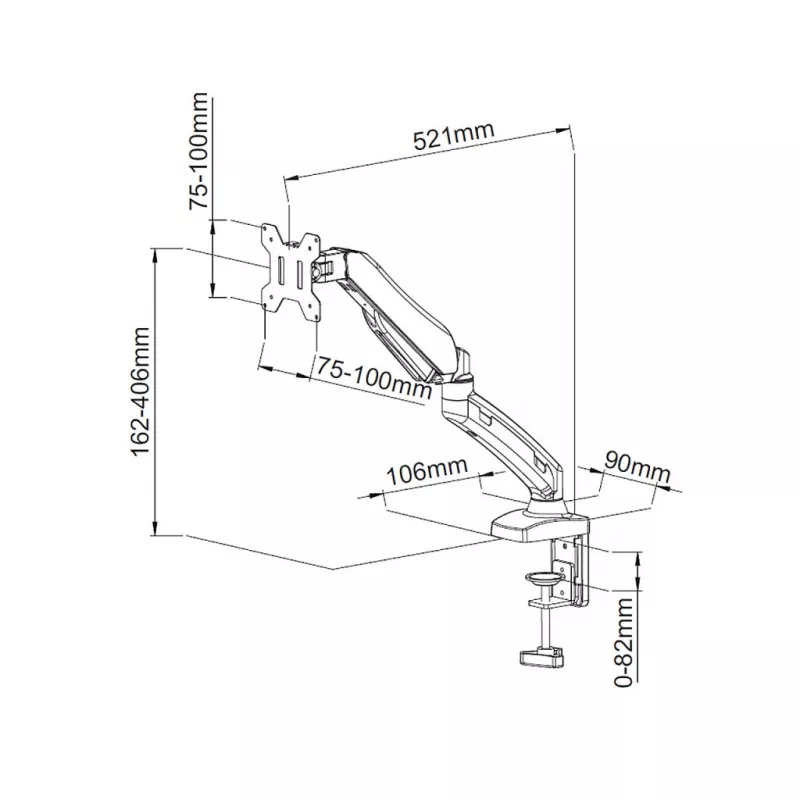 ART Gas-Spring Desk Mount for 1 Monitor