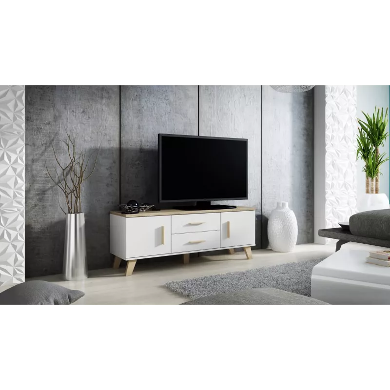 Cama RTV stand LOTTA 140cm white + sonoma oak