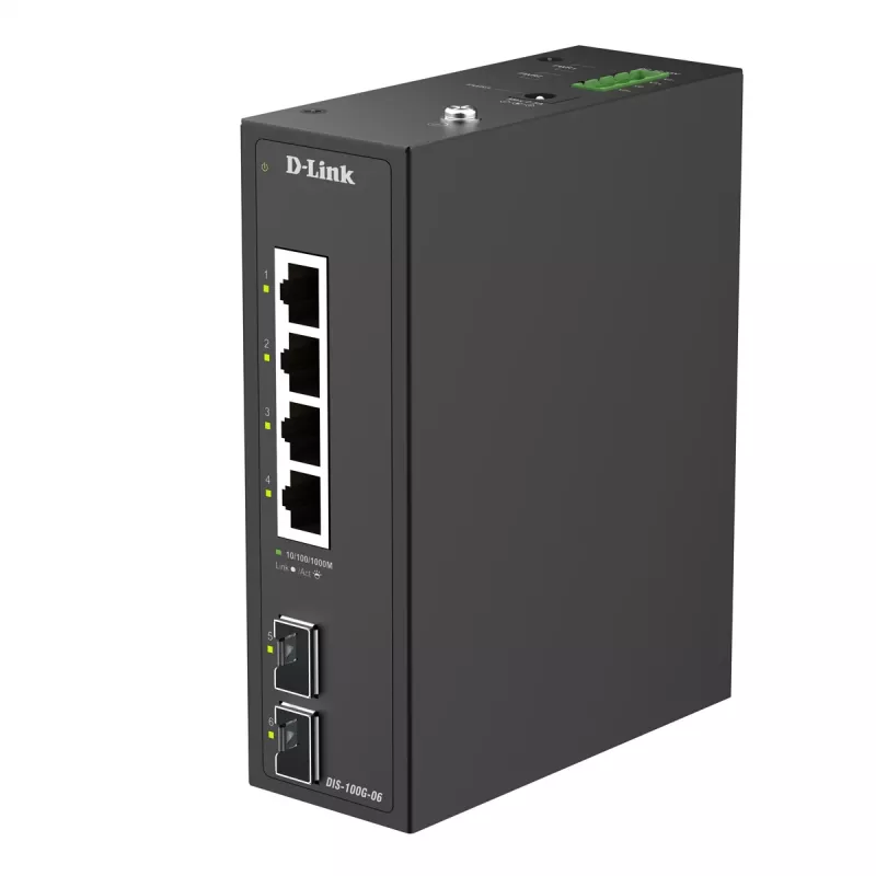 D-Link 6-Port Gigabit Industrial Unmanaged Switch with 2 x SFP Ports