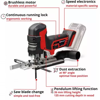 Professional Battery-Jigsaw TP-JST 18/135 Li BL - Solo, 18Volt (Red/black, without Battery and Charger)
