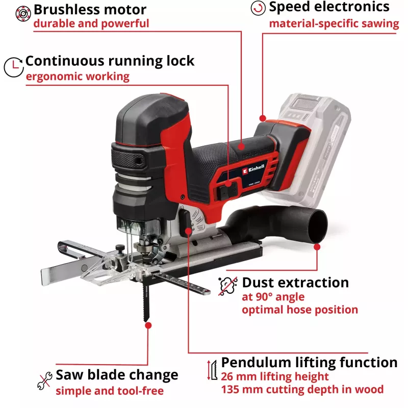 Professional Battery-Jigsaw TP-JST 18/135 Li BL - Solo, 18Volt (Red/black, without Battery and Charger)