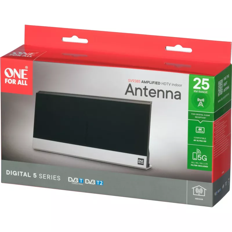 Indoor Antenna One For All SV 9385 DVB-T DVB-T2 Black