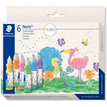 Tempera paint set Staedtler 8853M C6 — bottle format, 6 colors (Green, Orange, Pink, Violet, Yellow)