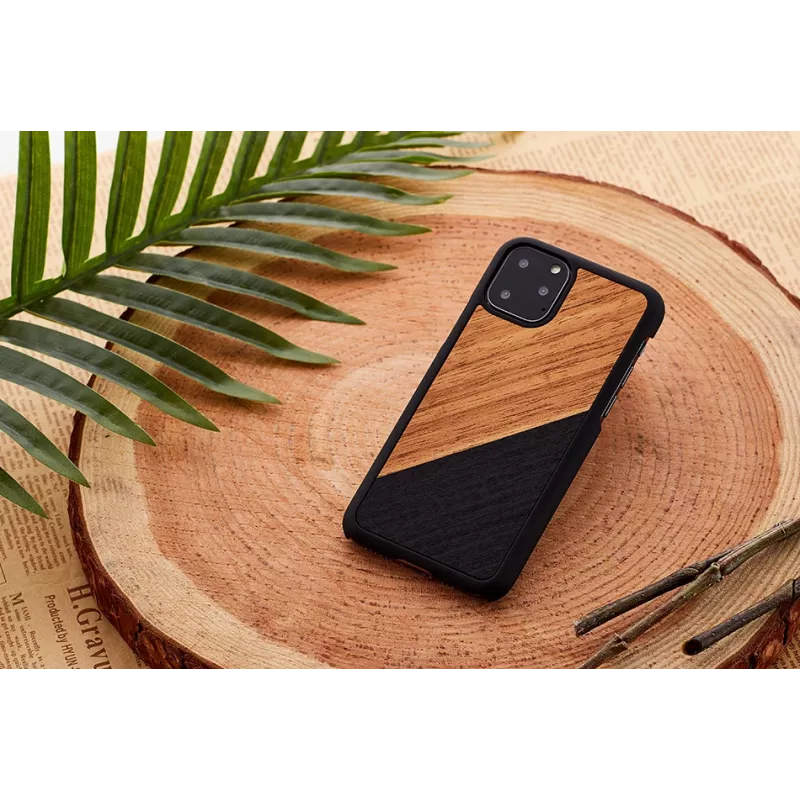 Smartphone case man and wood for iPhone 11 Pro Max — western black finish