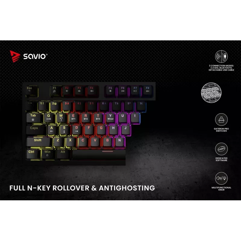 Savio Phenix SAVGK-RED Keyboard Gaming USB RF Wireless Bluetooth QWERTY