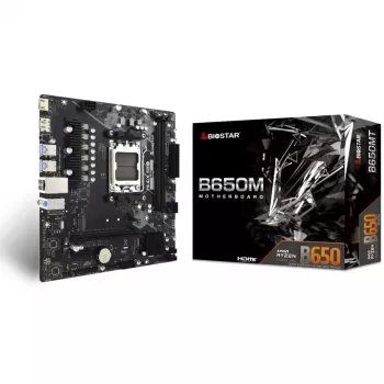 Motherboard BIOSTAR B650MT Micro ATX, AMD B650, Socket AM5, DDR5, 2x DIMM, 96GB, 1x M.2, 4x SATA III, Gigabit LAN