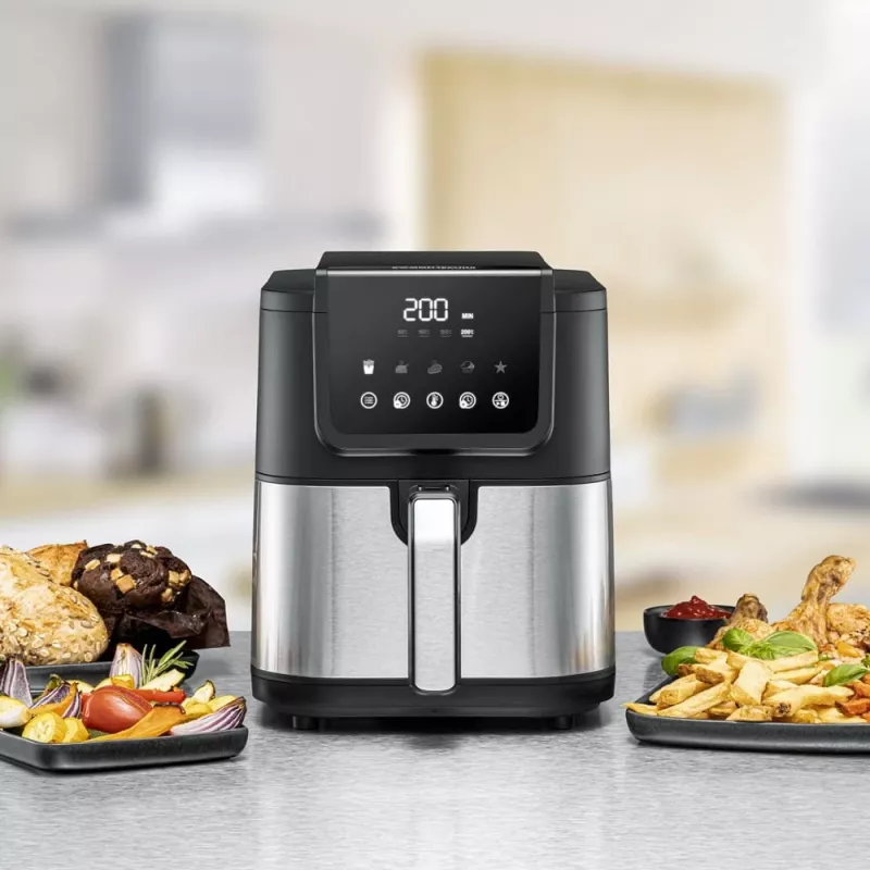 Hot air fryer Rommelsbacher FRH 1500 — 5 L, 1500 W, stainless steel/black