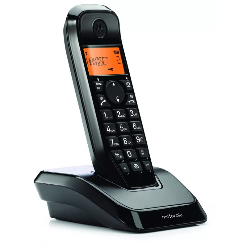 DECT telephone Motorola S1201 — cordless handset, speakerphone, Caller ID, 50-entry phonebook, black