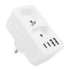 Power splitter MACLEAN MCE249 F/W — 2x mains sockets (16A + 6A) and 4x USB (2x A, 2x C PD 20W)