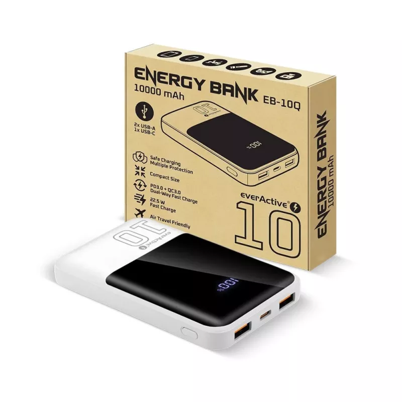 Powerbank everActive EB-10Q 10,000 mAh, 2× USB outputs, 22.5W QC4.0