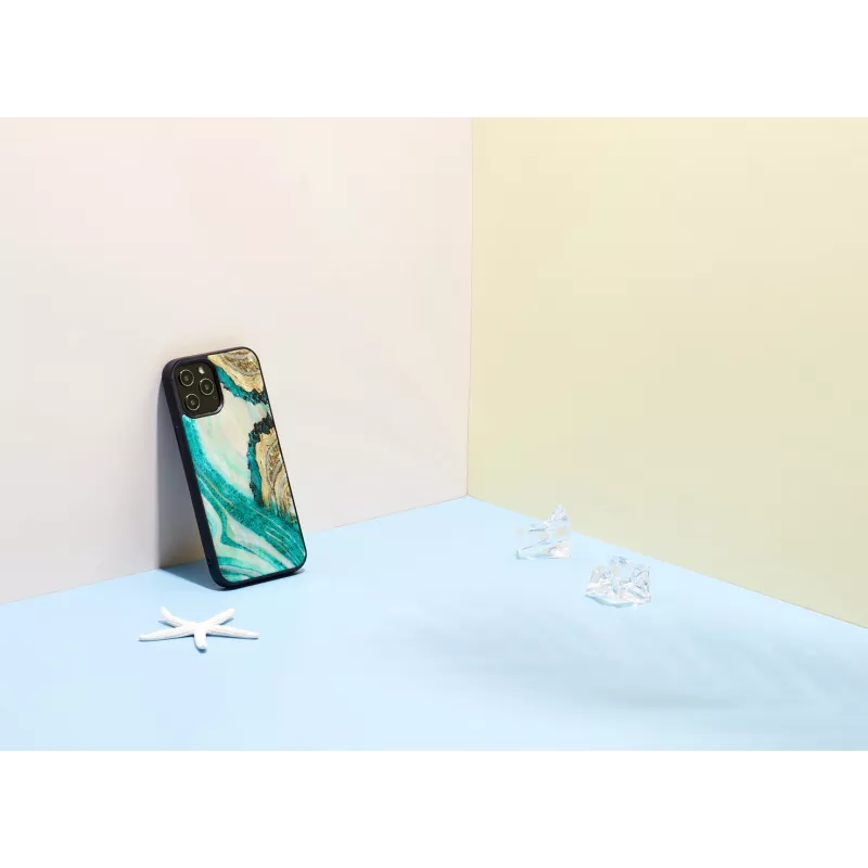 Protective iKins case for Apple iPhone 12 Pro Max — aqua agate design