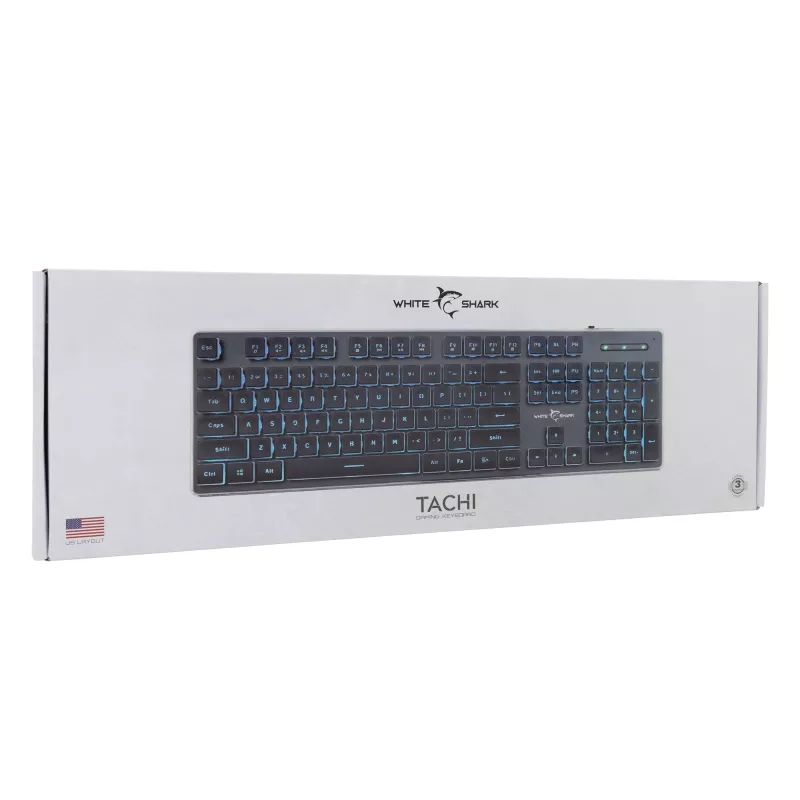 Mechanical Gaming Keyboard White Shark Tachi Black US layout RGB Backlit