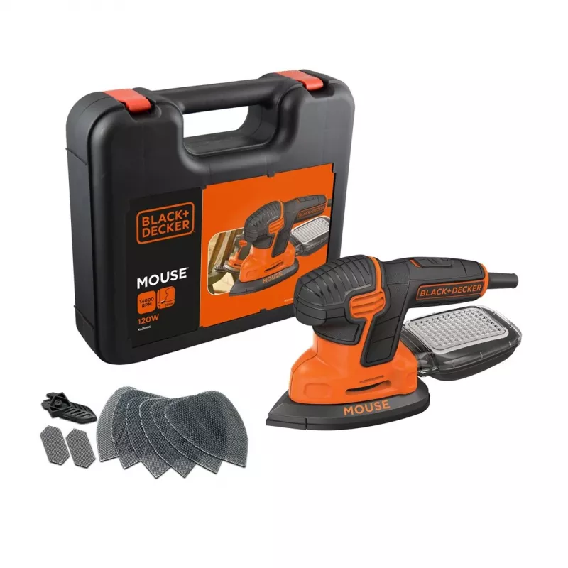Portable sander Black & Decker KA2500K-QS, 120 W, 2 mm orbit, 135×95 mm sheet, 230 V, 2 m cable