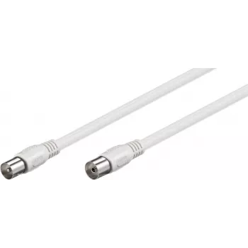 Goobay Antenna Cable (class A, >85 dB), 2x Shielded, 2 m, White - Coax Plug > Koax-Socket (fully Shielded) (66614)