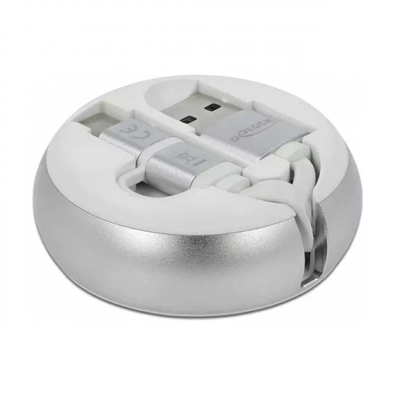Retractable Cable DeLOCK USB 2.0 2 in 1 Type-A to Micro-B and USB-C™