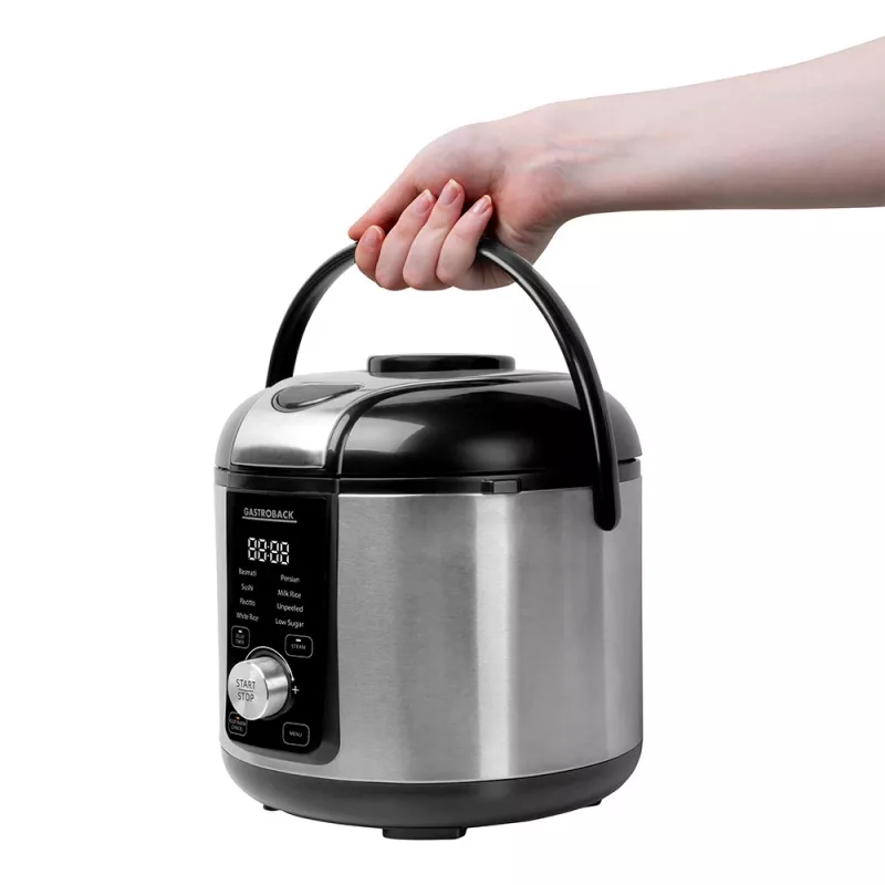 Rice cooker GASTROBACK Rice Control Low Carb & Steam, 3 L, 450 W, black/stainless steel