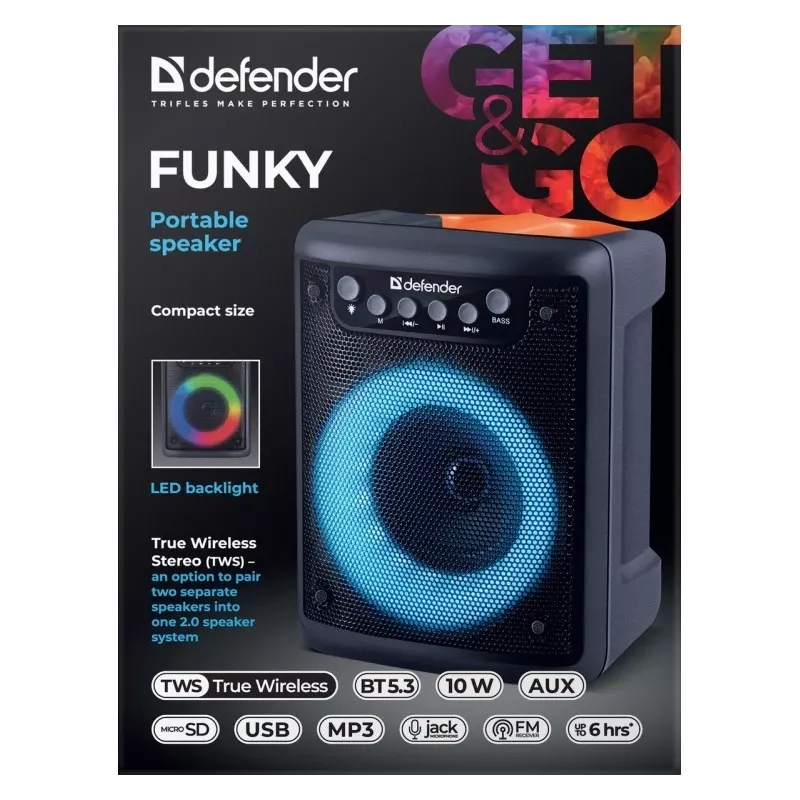 Bluetooth Speaker FUNKY 10W, 65053, DEFENDER