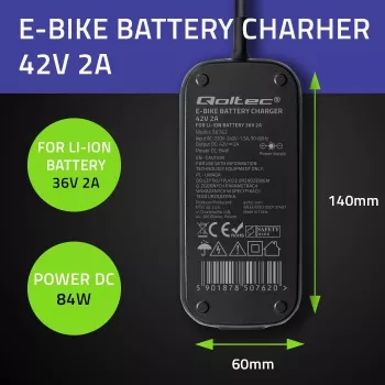 Charger QOLTEC for ebike Bosch 50762 36V/42V 2A