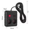Power strip MACLEAN MCE388 B — 2 AC sockets, 3×USB A, 110–120V 50/60Hz, 2500W, 3 m cable, black