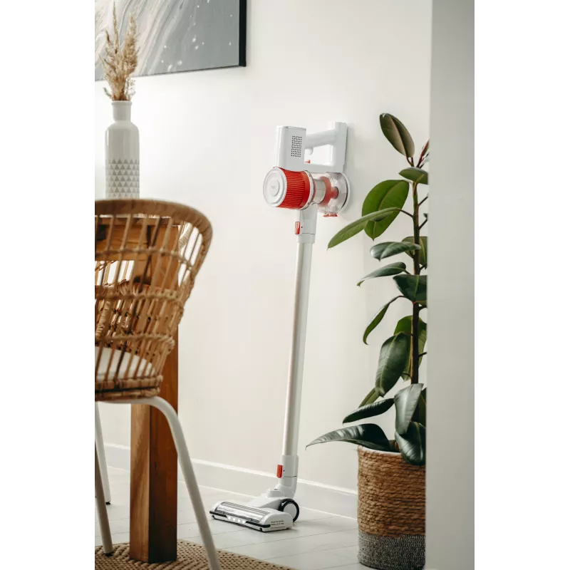 Cordless vacuum cleaner Adler AD 7051 — 300 W max, 22.2 V battery, 0.6 L bagless, stainless steel tube, EPA F8, LED light, white/red