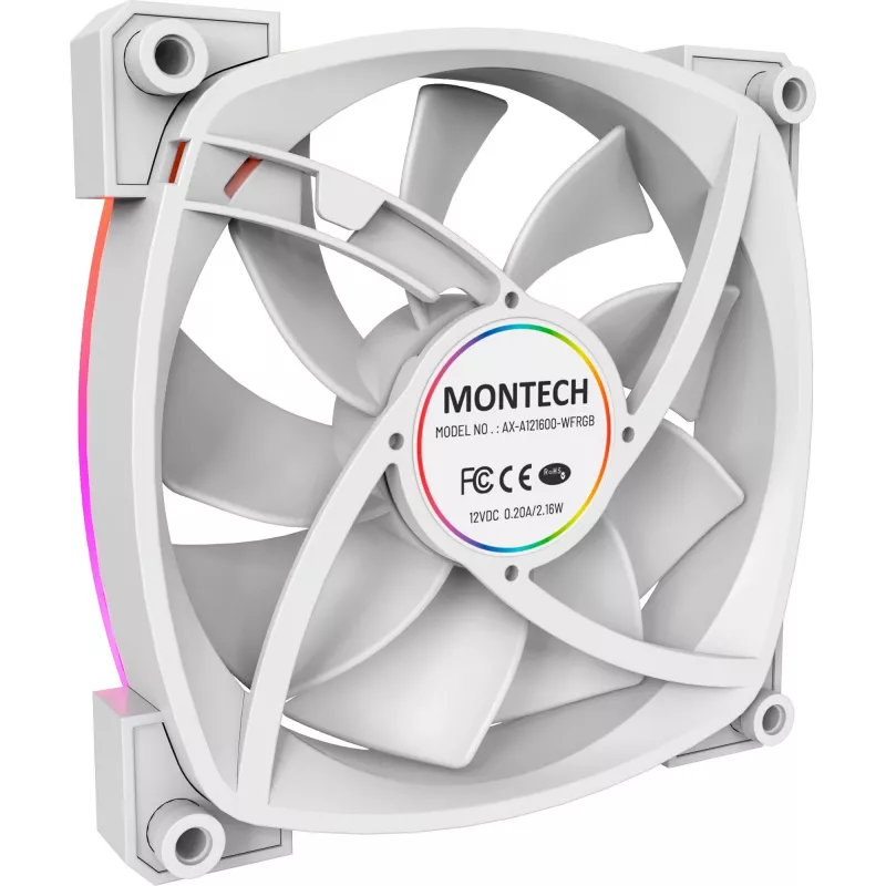 Montech AX120 120mm PWM ARGB Case Fans, 3 Pack, White