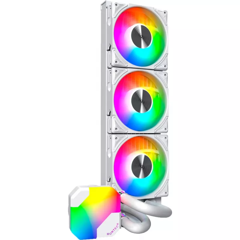 360mm Radiator Montech HyperFlow ARGB 360 White — 360mm liquid cooling radiator for PC
