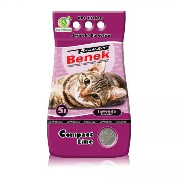 Clumping cat litter super benek Certech Super Benek Compact Lavender 5 L — bentonite, fast-absorbing, non-tracking