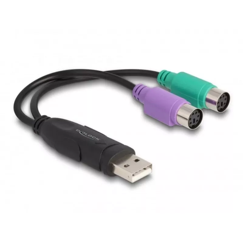 DeLOCK USB to PS/2 Adapter 0.17m 2x 6-p Mini-DIN USB A