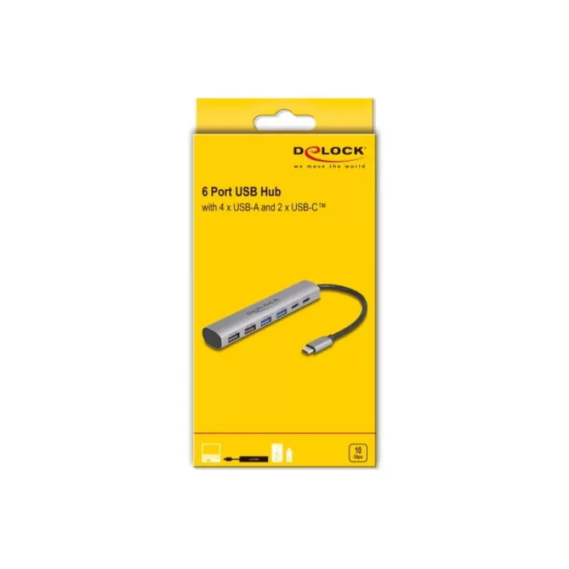 DeLOCK 64232 Laptop Dock Wired USB 3.2 Gen 1 Type-A Type-C Grey