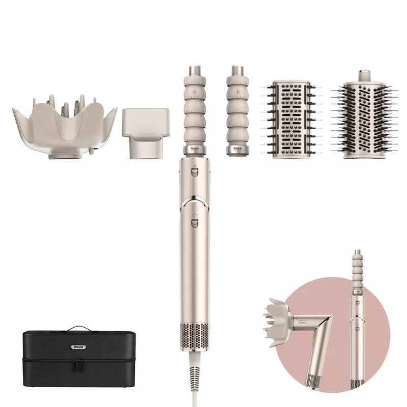 Shark FlexStyle 5 in 1 Air Styler & Hair Dryer Car Wrap Hair Rollers Flat Brush Oval Brush Nozzle Attachment Diffuser Storage Bag No Thermal Damage