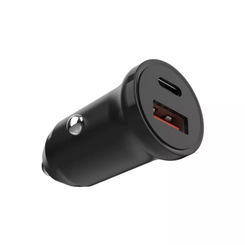 Car charger FIXED FIXCC20N-CU-BK — USB-C and USB-A ports, 20W output, compact in-car adapter