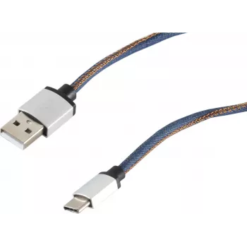 USB cable S/CONN 14-50030 USB 2.0 2 m USB A USB C Blue