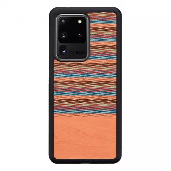 Phone case man and wood for Samsung Galaxy S20 Ultra — brown check with black trim