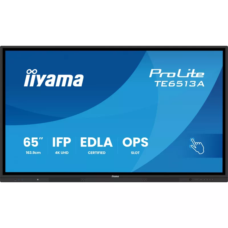 iiyama TE6513A-B1AG Signage Display Interactive flat panel 163.8 cm (64.5 inch) Wi-Fi 500 cd/m² 4K Ultra HD Black Touchscreen Built-in processor Android 18/7