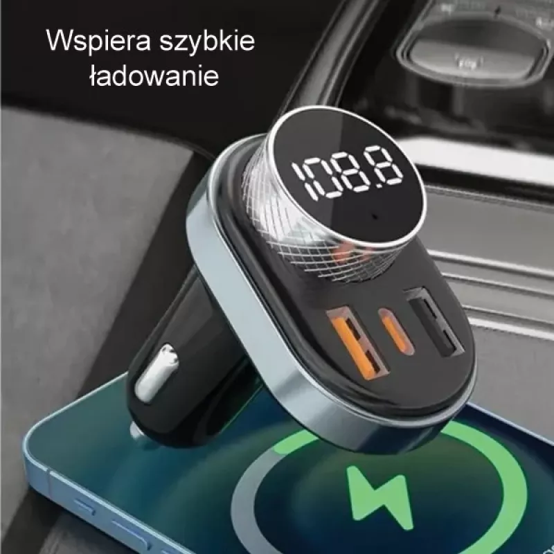 Hands-free kit Awei C-843 Bluetooth 5.0 with FM transmitter, USB and USB-C connections