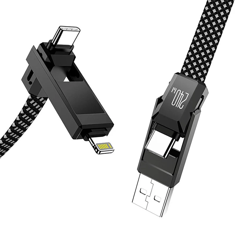 4-in-1 cable BlitzWolf BW-HDC7 — USB-C, Lightning, USB-A, Micro-USB 1.2m 240W black